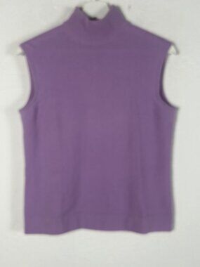 Saks Fifth Avenue Womens Medium Cashmere Sleeveless Mock Neck Sweater Lavender